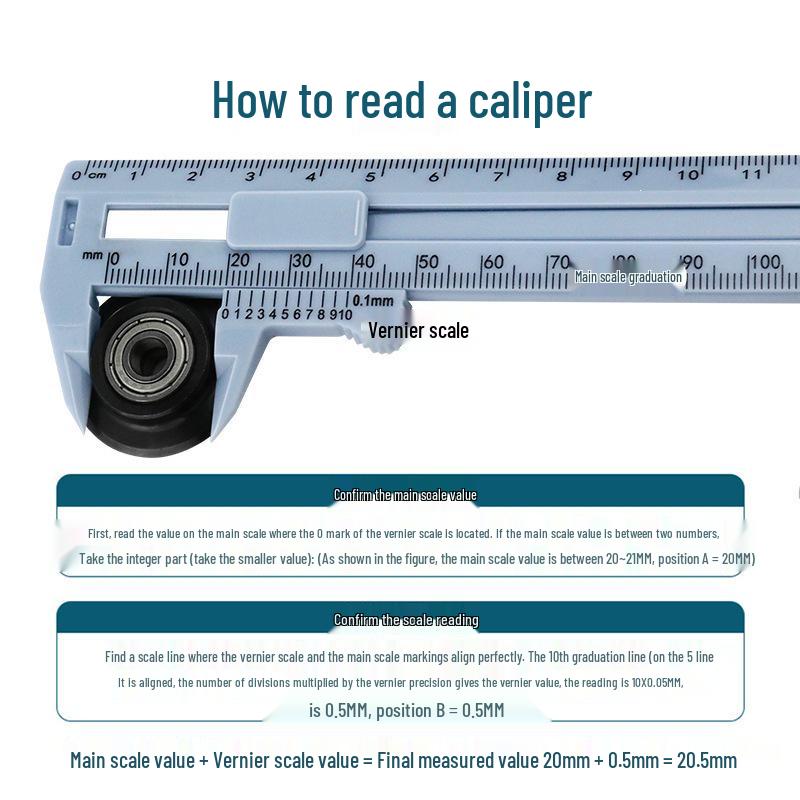Dual-Scale Vernier Caliper, 0-150mm, Plastic Antique Student Measuring Tool