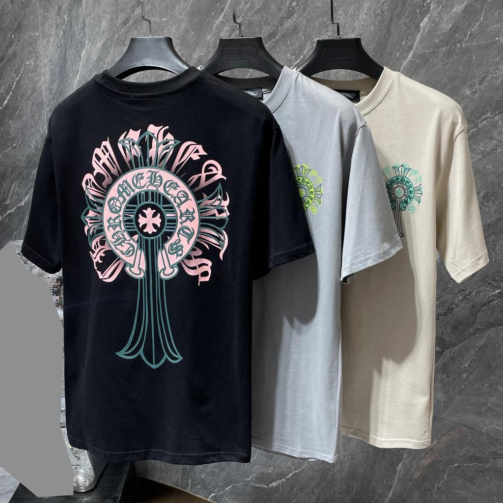 8737 CHROME HEARTS 2025 Vară nouă de înaltă calitate din bumbac, guler rotund, vrac, mărime mare, tricou pentru bărbați și femei, tricou pentru cupluri