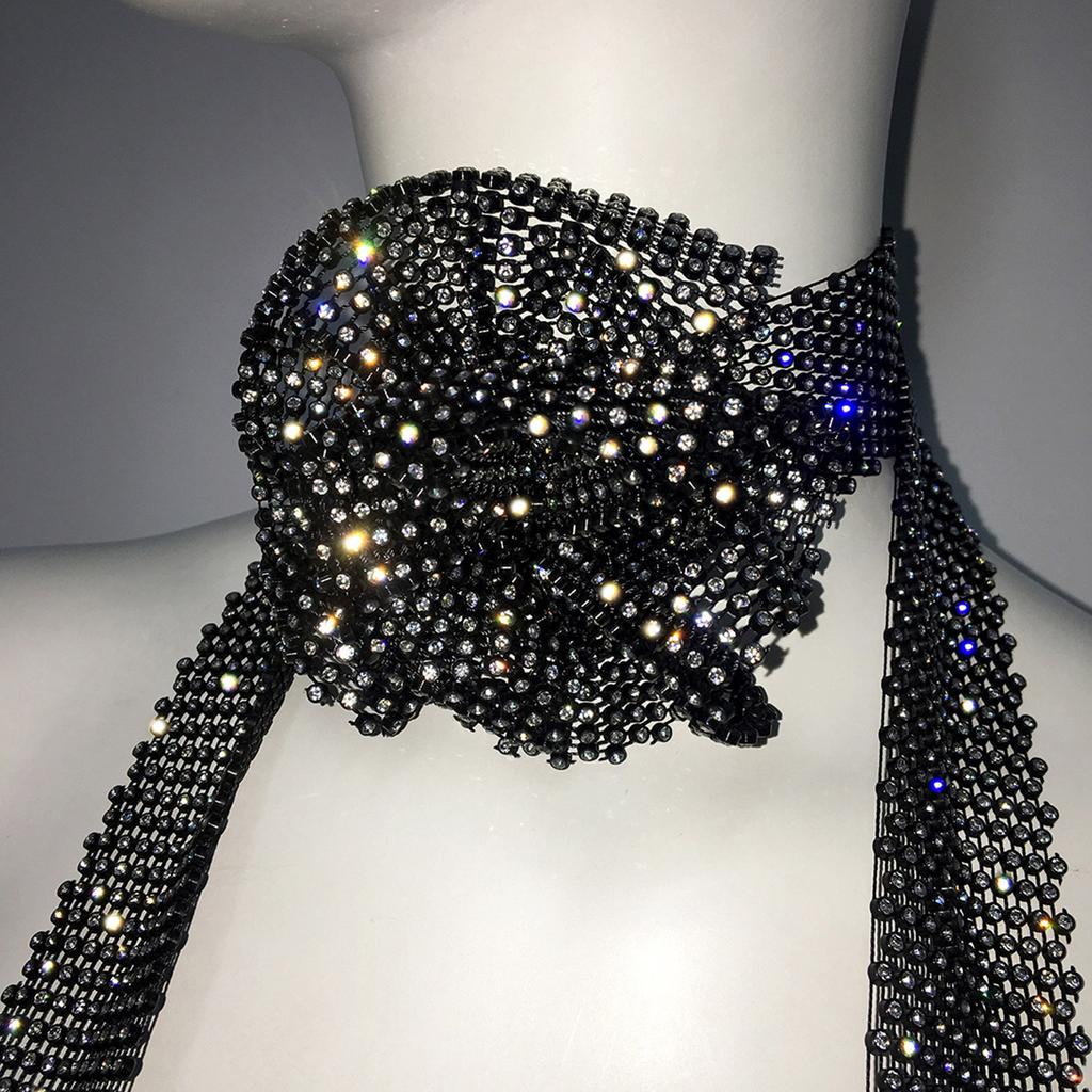 Femme Paillettes Étincelantes Strass Paillettes Cravate Foulard Fête Soirée Longue Fine Maigre Écharpes Mouchoir de Cou