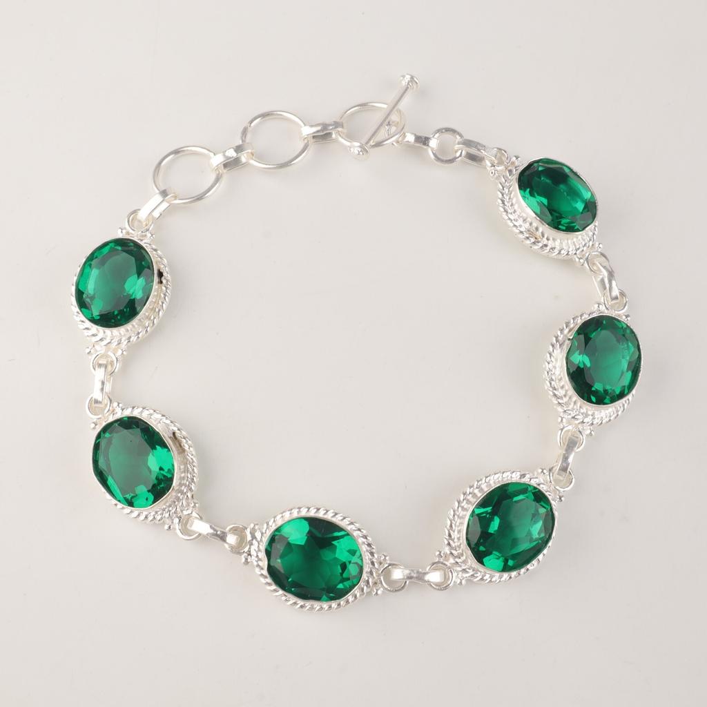 Piatră prețioasă Diopsid Crom 925 Argint Masiv Bijuterii Brățară Făcută Manual 8.5" Pentru Ea RB-2-2