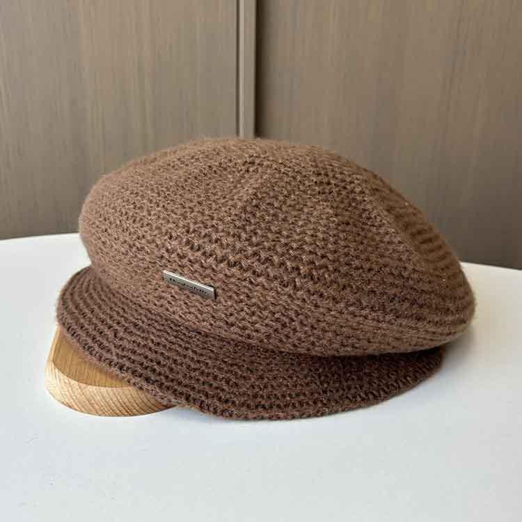 Women's Autumn and Winter New Retro Knitted Beret Painter Hat Casual Octagonal Hat