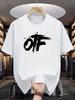 2026Unisexs Pure Cotton Summer Casual Loose Fashion Letter Otf Simple Creative Pattern Printed Round Neck Tshirt Versatile Top
