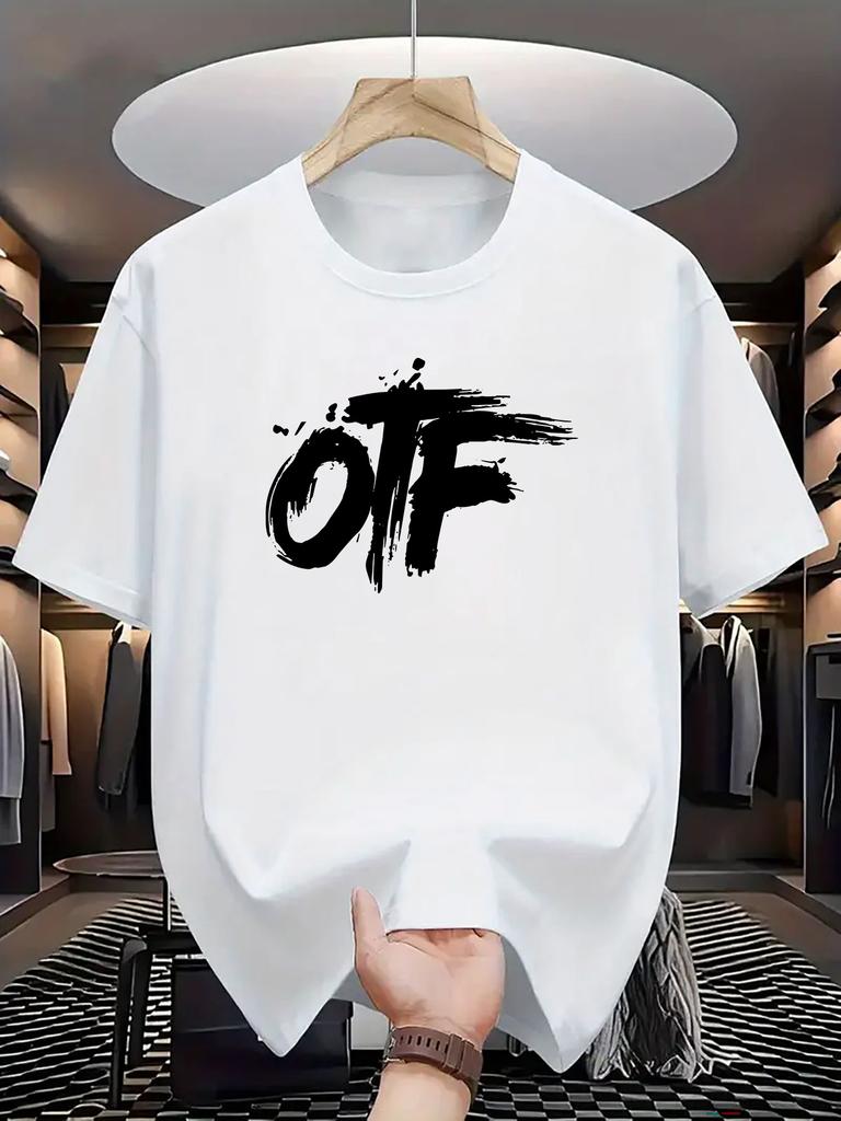 2026Unisexs Pure Cotton Summer Casual Loose Fashion Letter Otf Simple Creative Pattern Printed Round Neck Tshirt Versatile Top