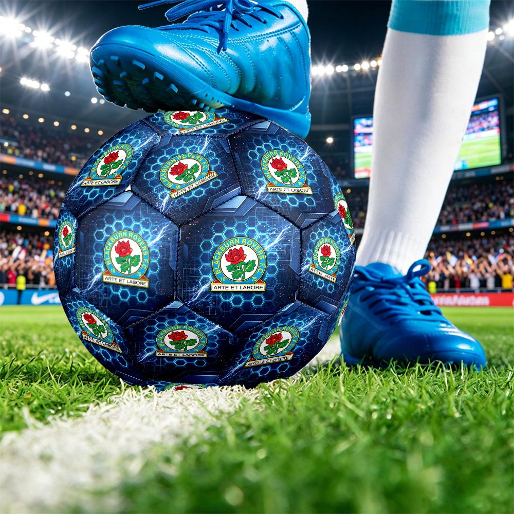 Blackburn Rovers Football Stampato Taglia 5 Pallone da Calcio BFootball, Antiscivolo Pallone da Calcio per Partite Adulti Souvenir per Tifosi di Calcio