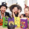 WOONOO 50PCS Halloween Treat Bags Candy Bags for Halloween Party, 10 Styles Paper Halloween Goodie Bags for Party Favors with 50PCS Stickers,