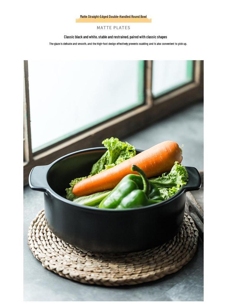 Nordic Creative Double-Ear Ceramic Soup Bowl