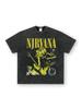 Maglietta a maniche lunghe band Nirvana vintage europeo e americano lavata effetto invecchiato maglietta a maniche corte Nirvana per uomo e donna