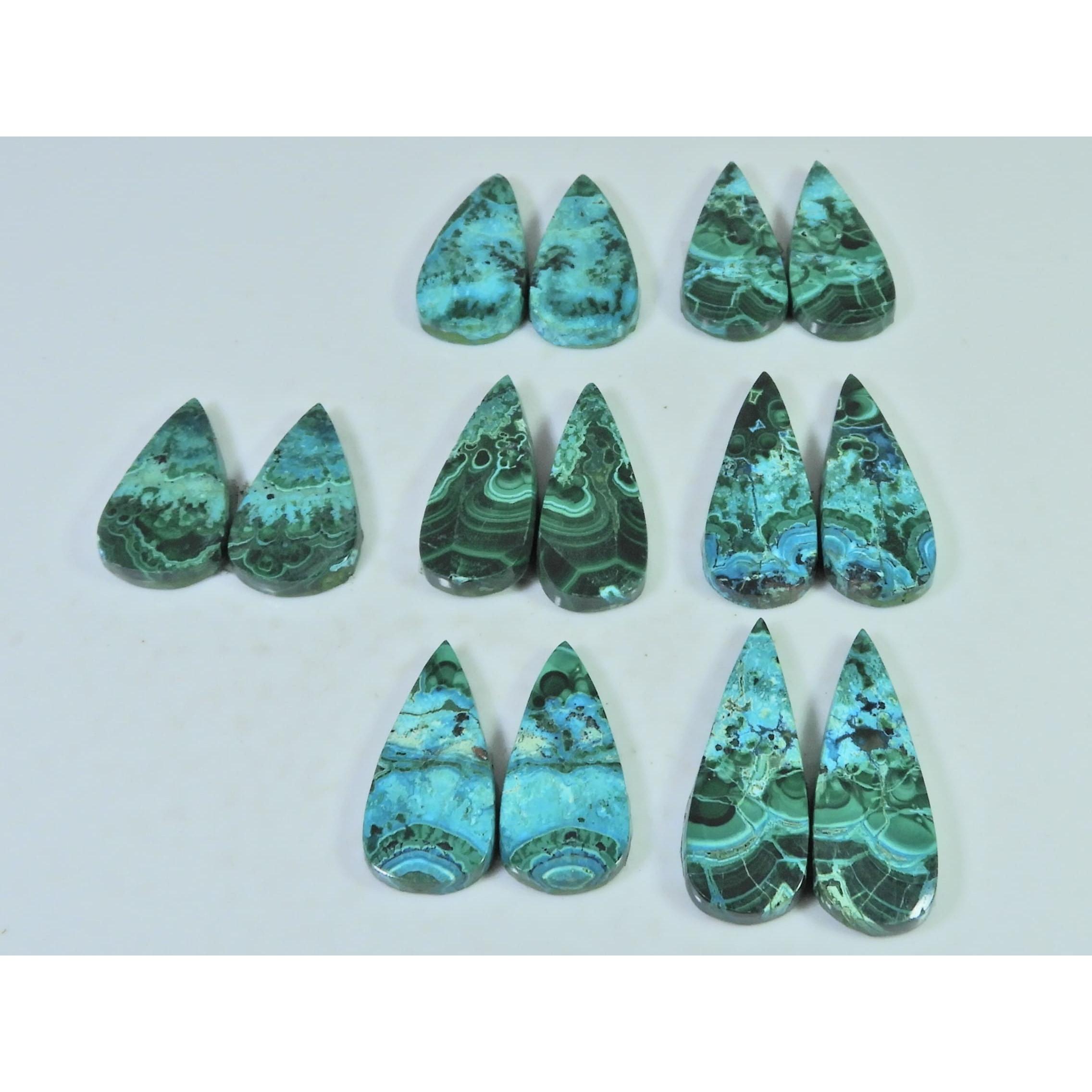 167Cts. Natural Chrysocolla Malachite Pear Cabachon Loose Gemstone 07Pcs Lot C-2812