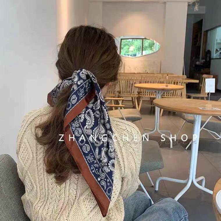 Retro 70s French Silk Scarf: Versatile Summer Sunscreen Shawl & Headscarf