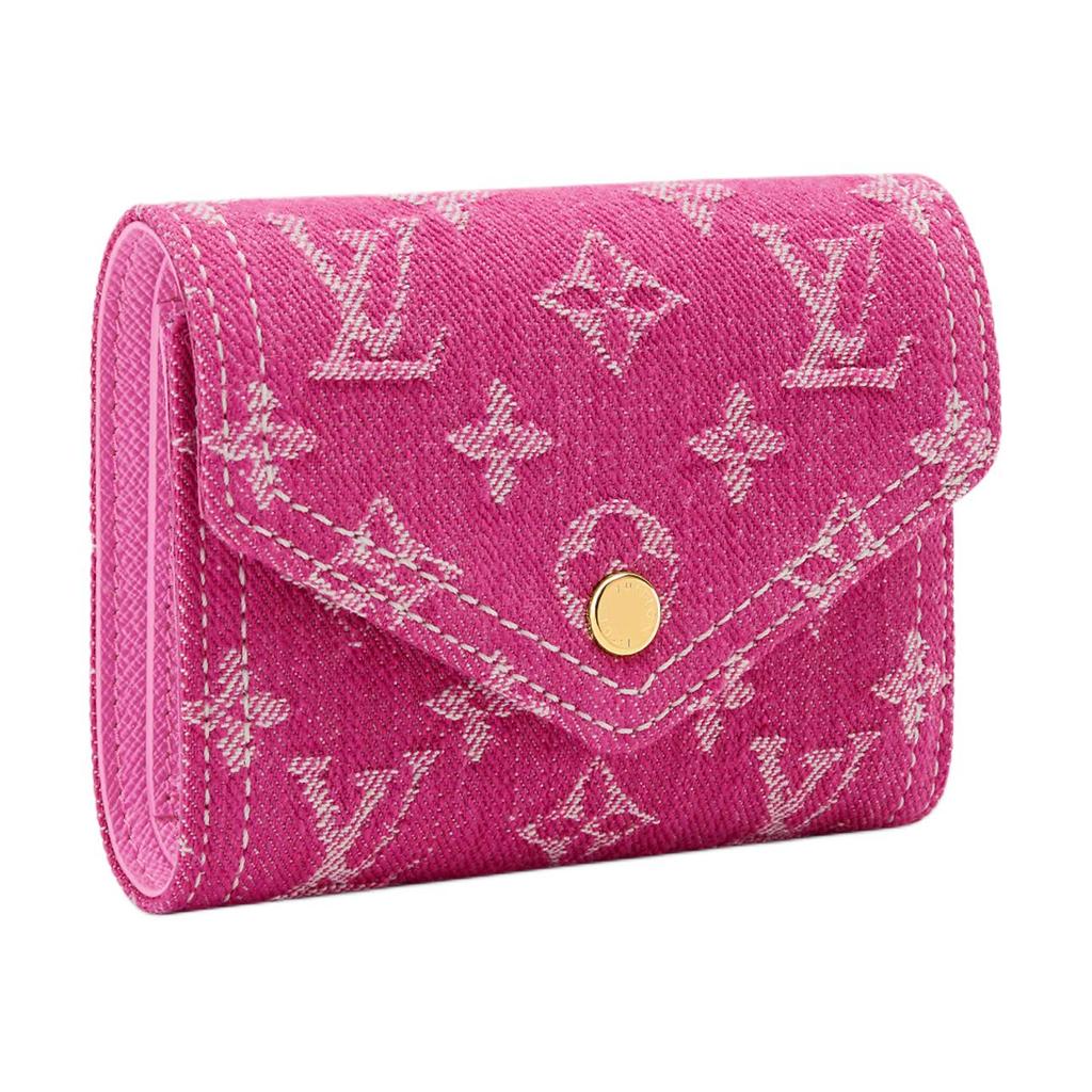 Louis Vuitton Victorine Denim Monogram Wallet Women Wallet Gold Purple M27707