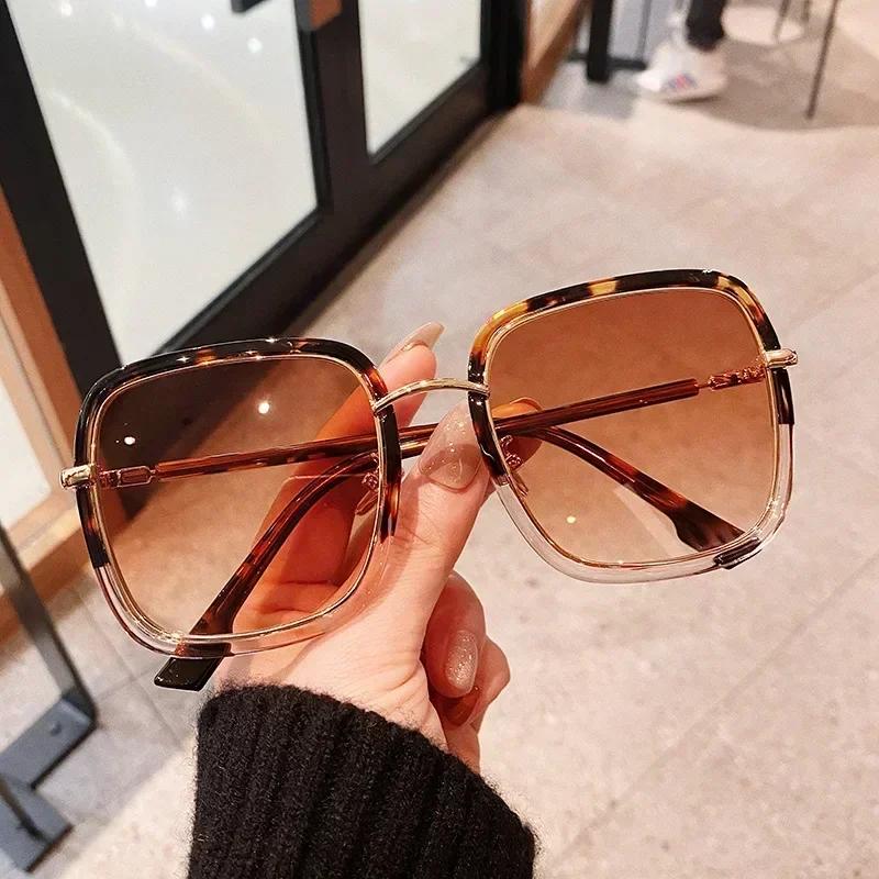 Gradient Square Sunglasses Women Vintage Oversized Sun Glasses Men Brand Designer Trendy Colored Glasses Outdoor UV400
