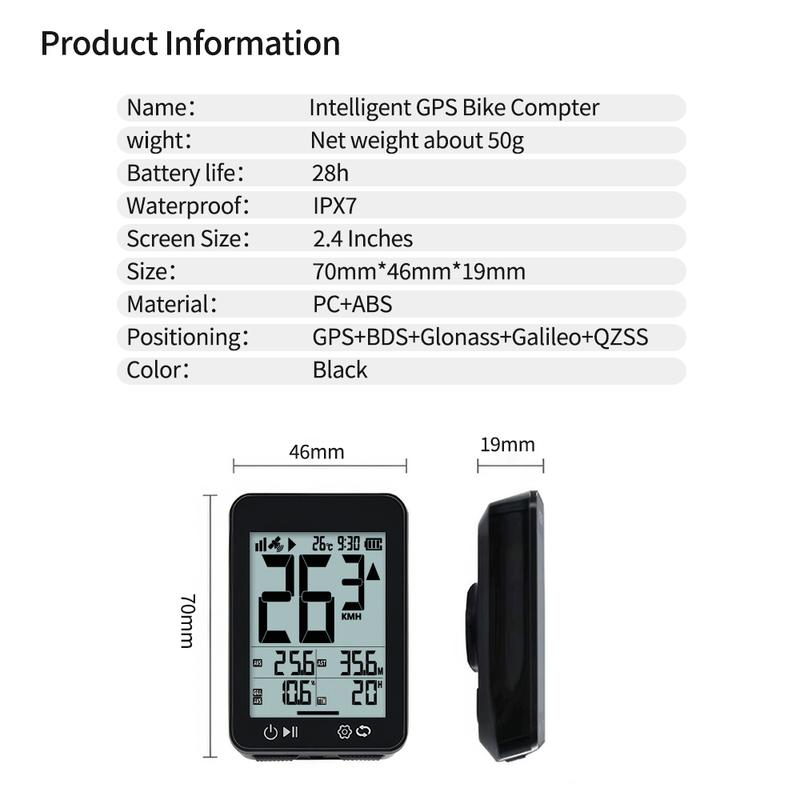 Wireless Bike Computer Speedometer Odometer Stopwatch Waterproof Rechargeable GPS Bicycle Computer Cycling Accessories