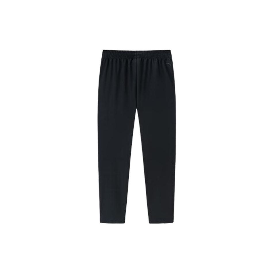 Anta KT Series Solid Color Logo Mid-Waist Fleece Straight Leg Casual Pants Men bottoms Black 952241520-1