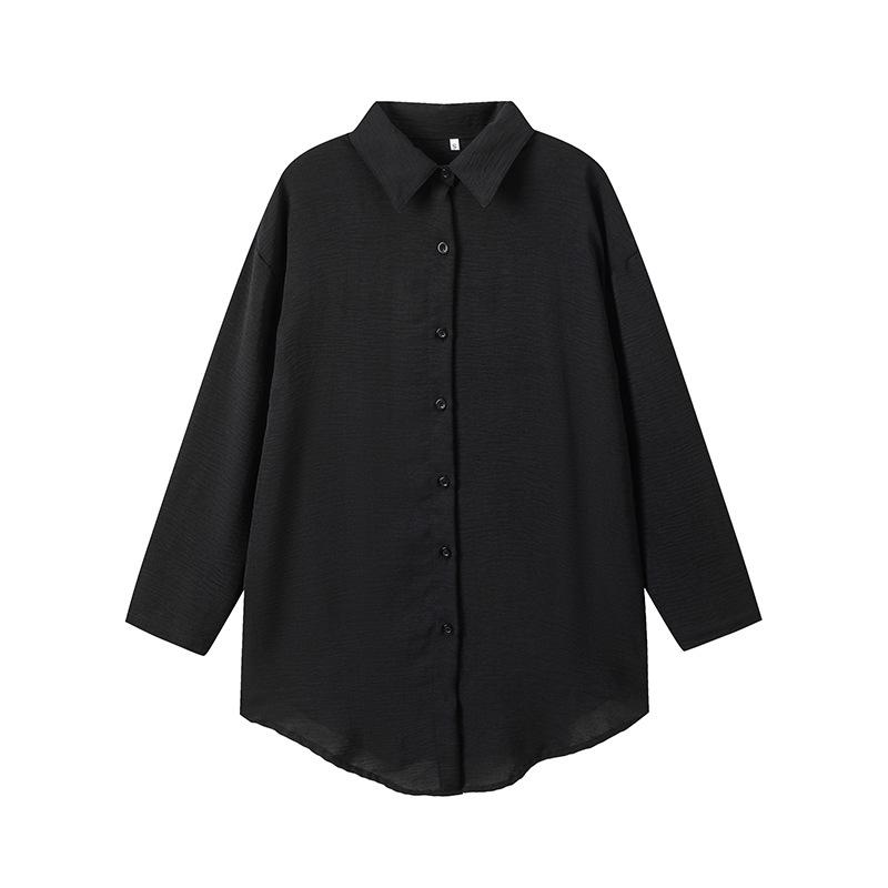 European and American Women's Plus Size Turn-Down Collar Casual Long-Sleeve Shirt for Autumn and Winter.