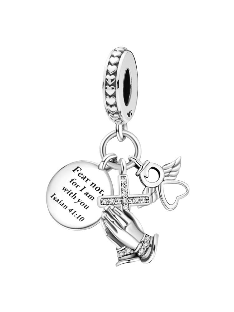 Copper Love Heart Cross Prayer Pendant Charm Ball Suitable For Bracelets Diy Women'S High Quality Fine Jewelry