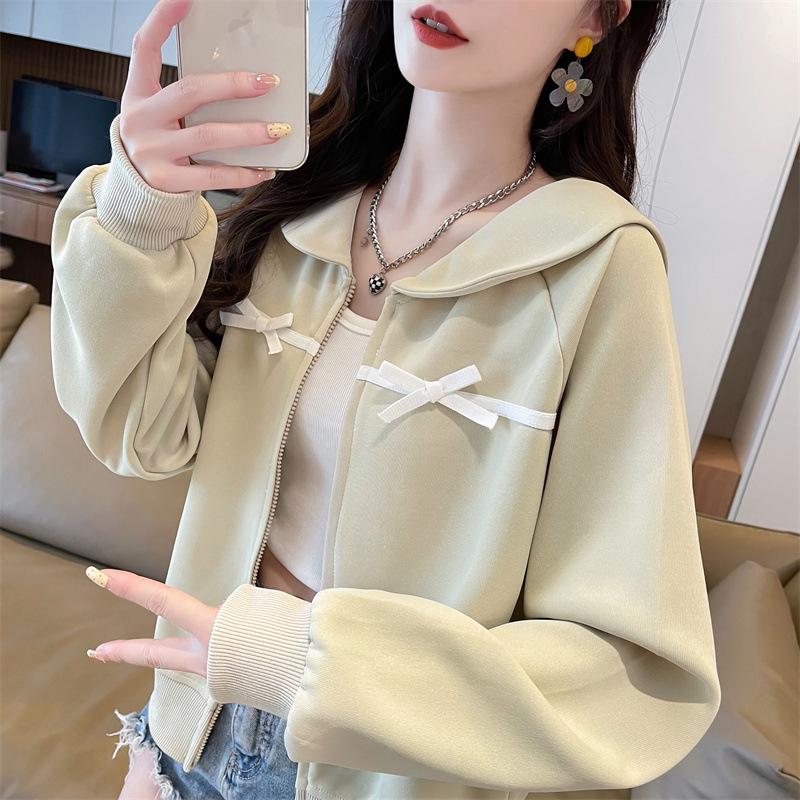 

2025 Women s Korean Style Light Bow Windbreaker Cardigan L зелений