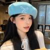 Chic Korean Inspired Bow Embroidery Wool Beret Hat For Women With Warmth Cozy