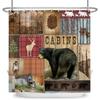 Rustic Cabins Shower Curtain Bear Deer Farmhouse Woodland Shower Curtains Set For Bathroom Decor Waterproof Fabric With Hooks