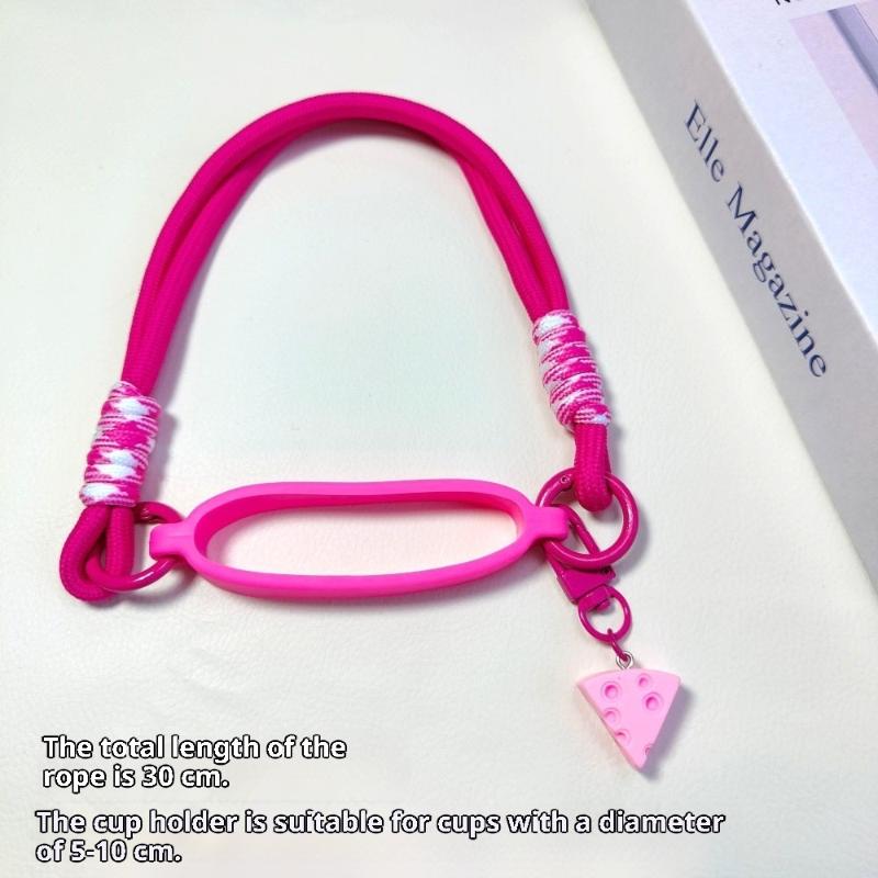 Candy Color Silicone Water Bottle Handle Strap Water Bottle Lanyard Hanging Rope Detachable Strap Bottles Cup Accessories