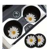 2pcs Daisy Flower Absorbent Car Cup Holder Coaster Car Interior Accessories For Women, Water Cup Coasters For Car Vehicles & Home Desk