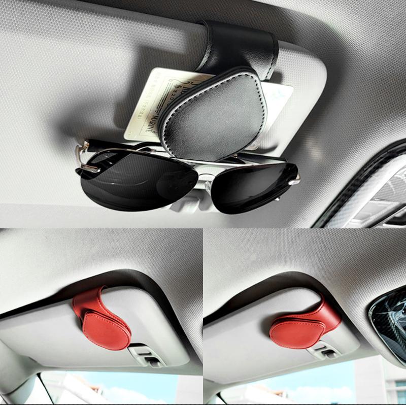 Universeller Leder Sonnenbrillenhalter Clip Auto Karten Ticket Befestigung Tragbarer Sonnenbrillenhalter Clips Autoinnenzubehör