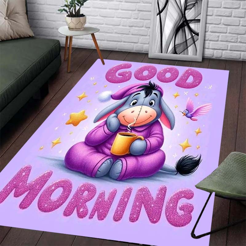 Purple Eeyore Pattern Pajama Rug - Non-slip Kitchen Mat, Outdoor Rug, Home and Bedroom Decor, Yoga Mat, Birthday Gift.