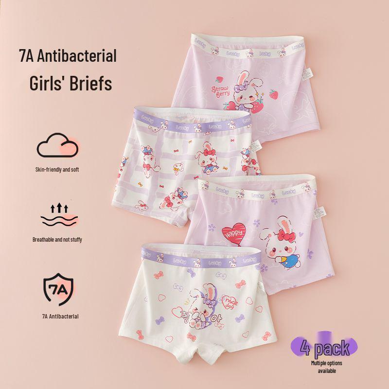 Girls' Pure Cotton Antibacterial Boxer Shorts - Comfortable Toddler & Little Girl Underwear
