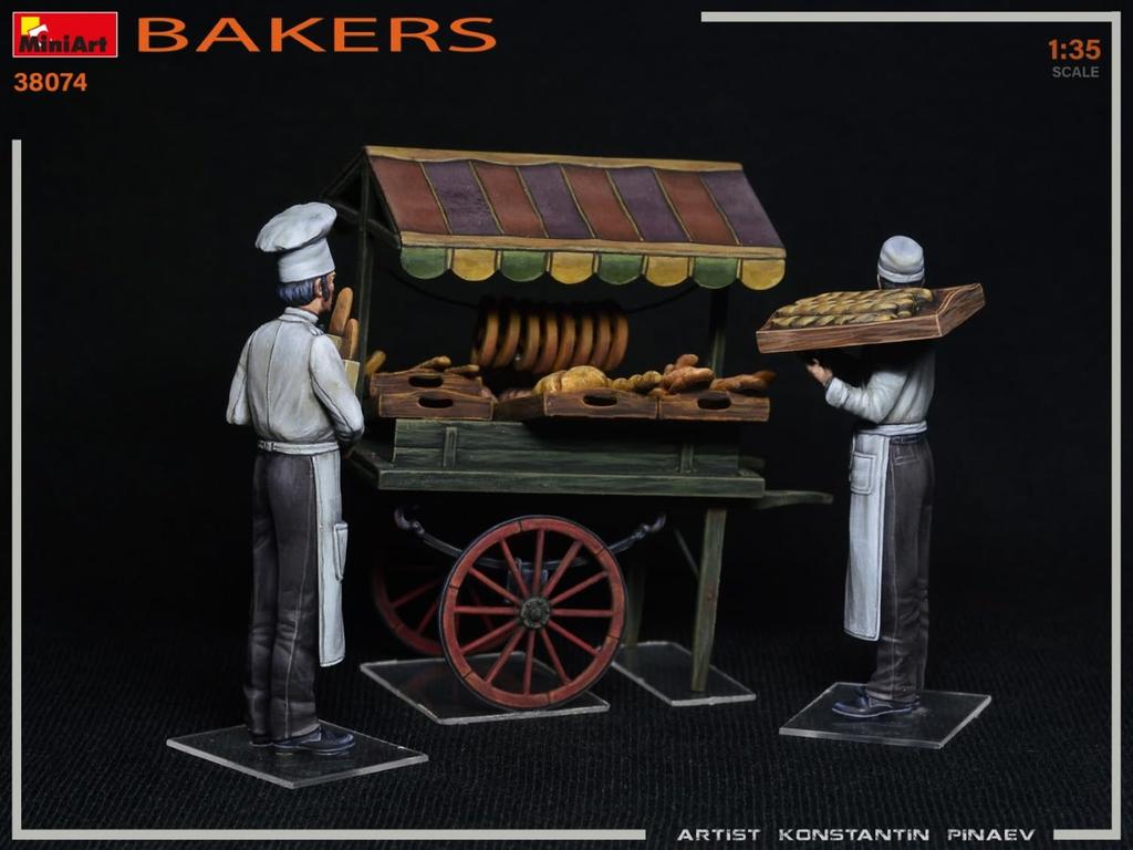 Miniart Scale Bakery Set with 2 Plastic MA38074 1/35 Figures, Model,