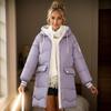 Moda Tendenza Inverno Nuovo Casual Donna Media Lunghezza Cappotto di Cotone Con Cappuccio Giacca di Cotone Ispessito Larga