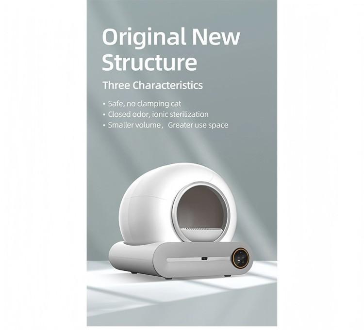 Tonepie Automatic Smart Cat Trash Can Self-Cleaning Arenero Gato Gato 65L Intelligent App Control Pet Cat Toilet Mat Tray Ion Deodorant