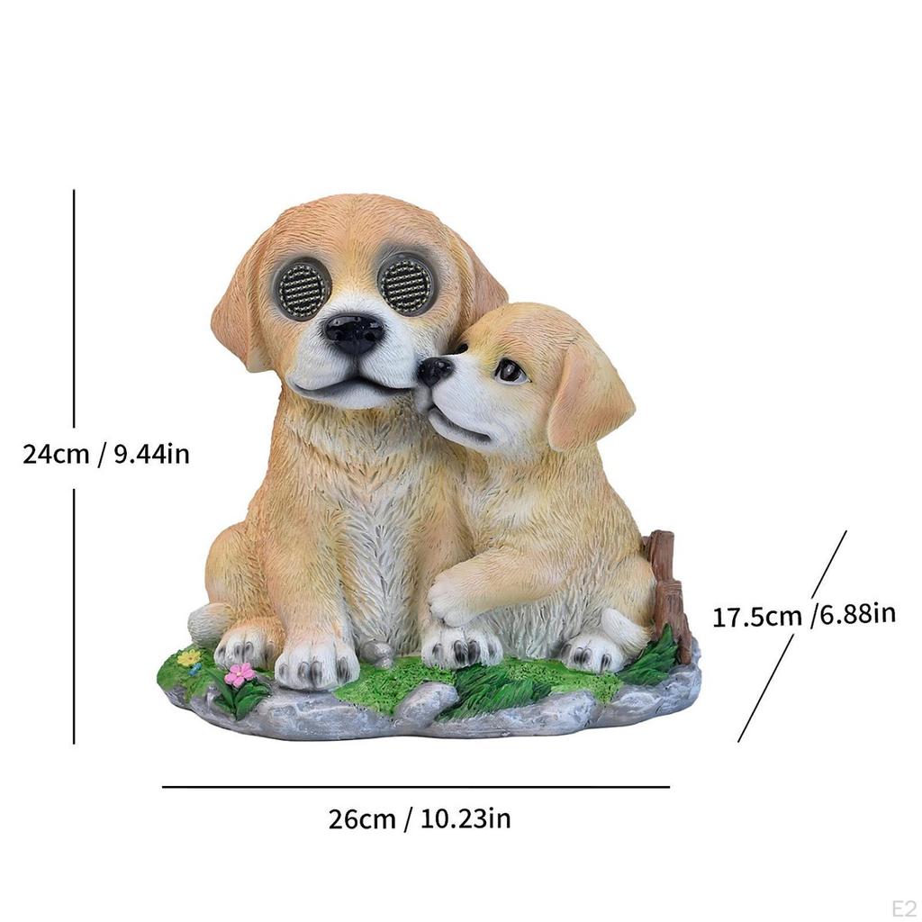 Garden Dog Solar Light Statue with Realistic Eye Movement, Cute, Creative Gift Animal Figurine Resin