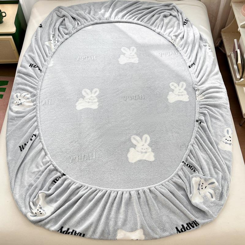 Thickened Milk Velvet Bed Sheet, Winter Children's Bed Cover, Coral Velvet Mattress Protector, Student Dormitory Mattress Cover Sheet