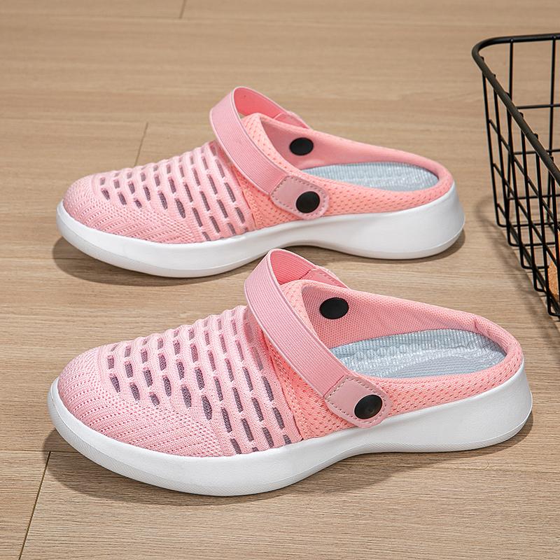 

Модные женские сандалии Летние сетчатые плоские шлепанцы Дышащие Походные Женские Мягкая подошва Легкие Уличные Повседневные Прогулочные туфли 2025 36 розовый