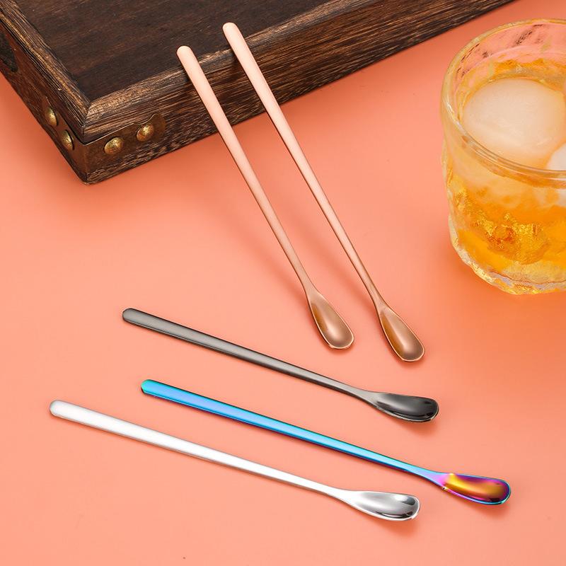 1Pc Stainless Steel Long Handle Stirring Spoon Coffee Tea Spoons Dessert Spoon Stirring Rod Tiny Spoon Kitchen Accessories
