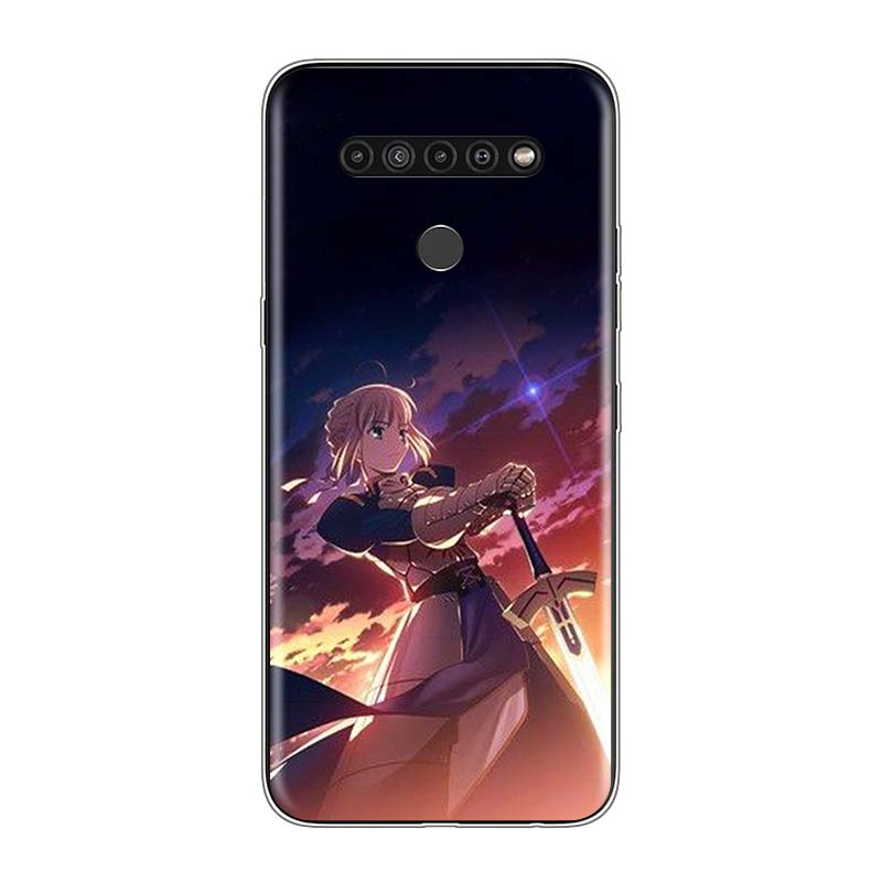 Karikatūra Fate Stay Night Saber priekš LG V60 V50S V50 G8X G8S G8 G7 ThinQ 5G K61 K51S K41S K30 K20 Q60 Q9 mīkstais tālruņa korpuss