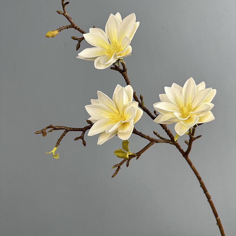 4pcs Simulation Perfume Lotus Branch Plastic Fake Flowers Office Decorative Artificial Magnolia Orange Flower Hall Decoration