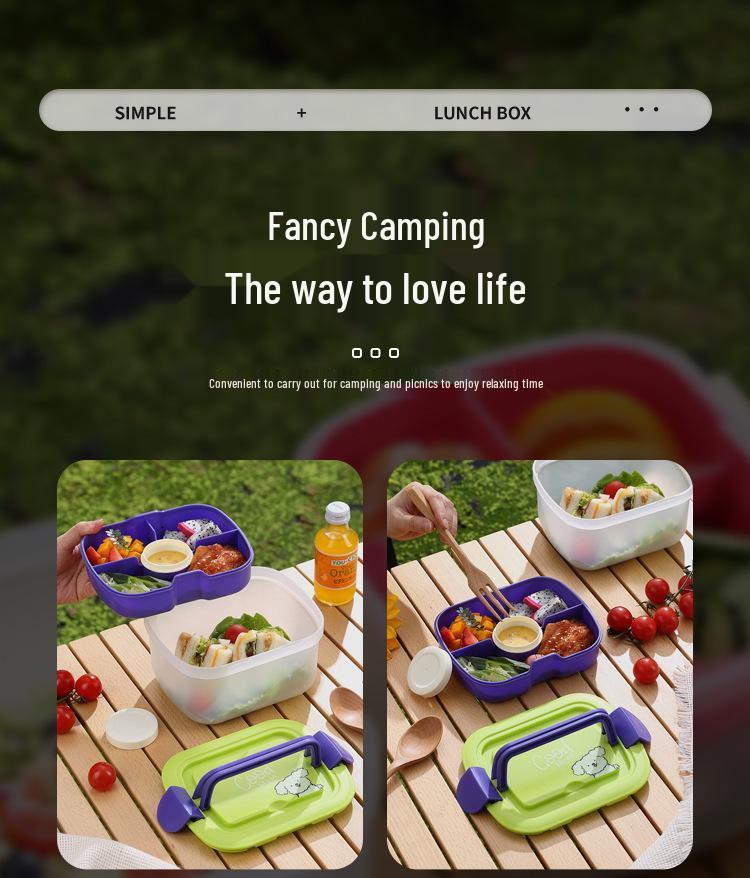 Portable Microwave-Ready Bento Box with Compartments for Students - Fresh-Keeping Salad & Snack Container