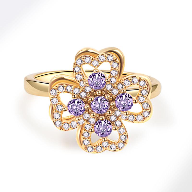 Offener Ring mit Zirkonia-Blume, Damen-Design, Nischenring, zweifarbig, Sonnenblume, doppelte Kamelie, personalisierbar, vielseitig verstellbar, Windmühlenring, Schmuck