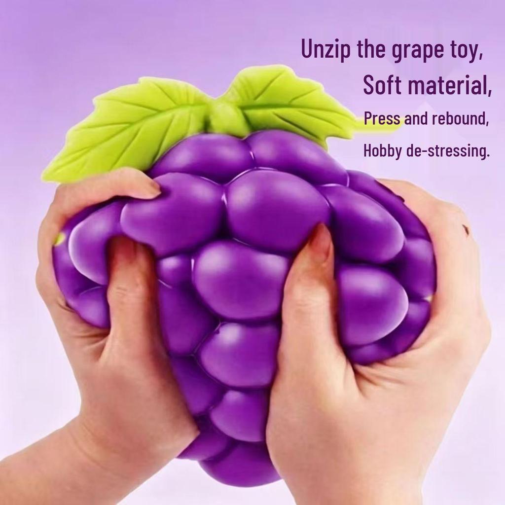 Purple Grape Squeeze Toy - Stress Relief TPR Flour-Filled Decompression Toy