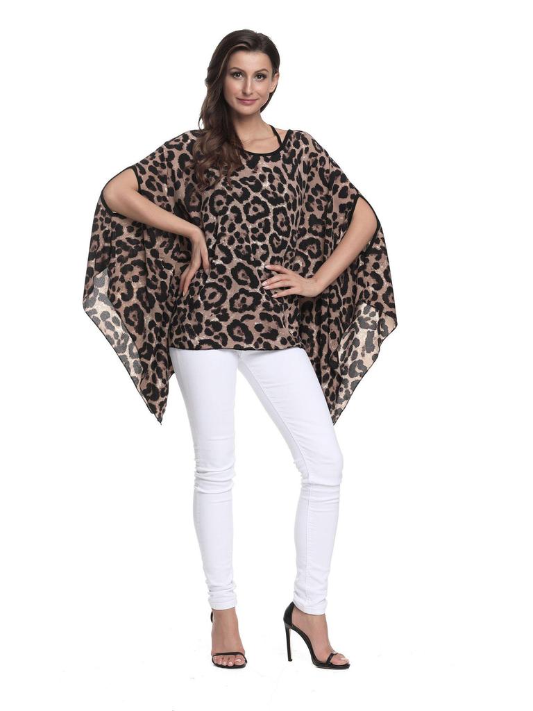 Plus Size Chiffon Batwing Shirt for Women – European & American Style, Extra Large 