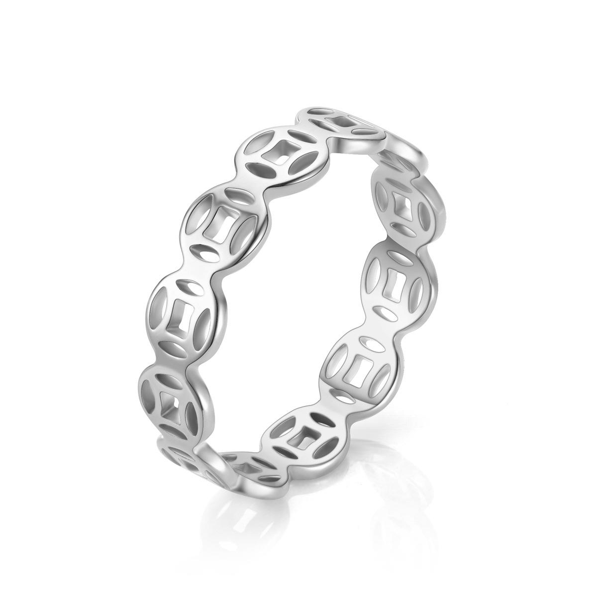 

Кольцо женское из нержавеющей стали с золотой монетой - Не выцветающее титановое простое кольцо, Привлекающее богатство и приносящее удачу Size 8