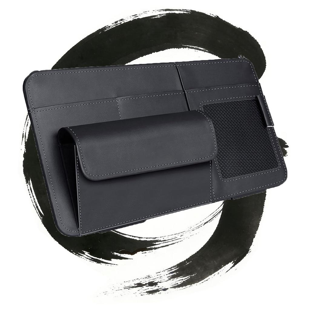MAIBAOYUAN Car Sun Visor Storage Card Large PU with Sunglasses Zipper Pen Car Interior Easy Universal Fits All Car Models Holder, Capacity, Leather,
