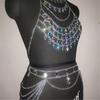 Rhinestones Body Chains Beach Bikini Bra Top Crystal Chest Chains Wasit Body Jewelry Accessories for Women Girls Gifts