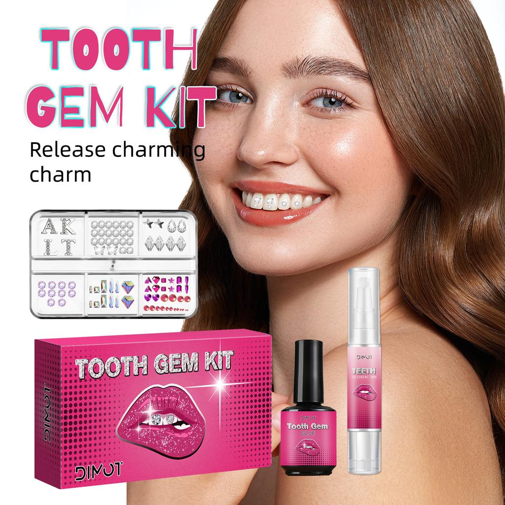 DIY Tooth Gem Kit with DIY Crystals Glue & Light Starter Set for Face Body Temporary Shiny Teeth Jewelry Crystal Accessories