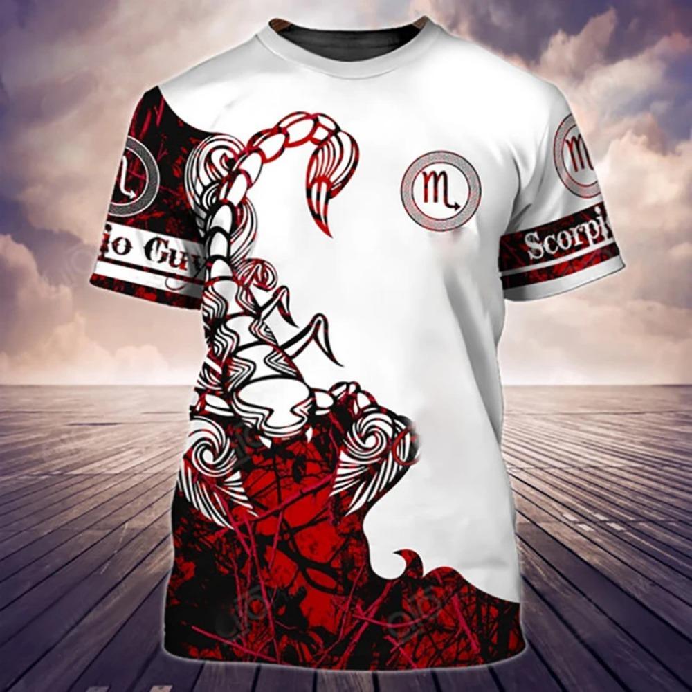 Tricou pentru bărbați cu animale de vară cu mânecă scurtă Scorpion 3D imprimeu tricouri amuzante la modă ocazional tricou sport masculin îmbrăcăminte supradimensionată pentru bărbați