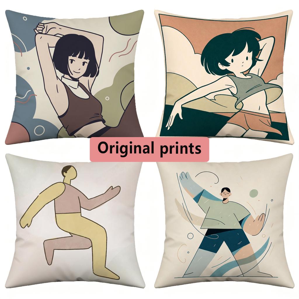 Original Prints Modern Dancing Character Throw Pillow Covers Pattern Cushion Cover Suitable for Sofa Bedroom Car Pillow Cover