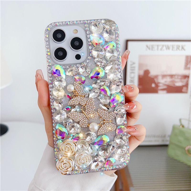 

Applicable Iphone17Promax Mobile Phone Case Apple 15 Butterfly 14 Pearl 13 Rhinestone Rose Luxury Hard Case iPhone 7/8/SE 2020