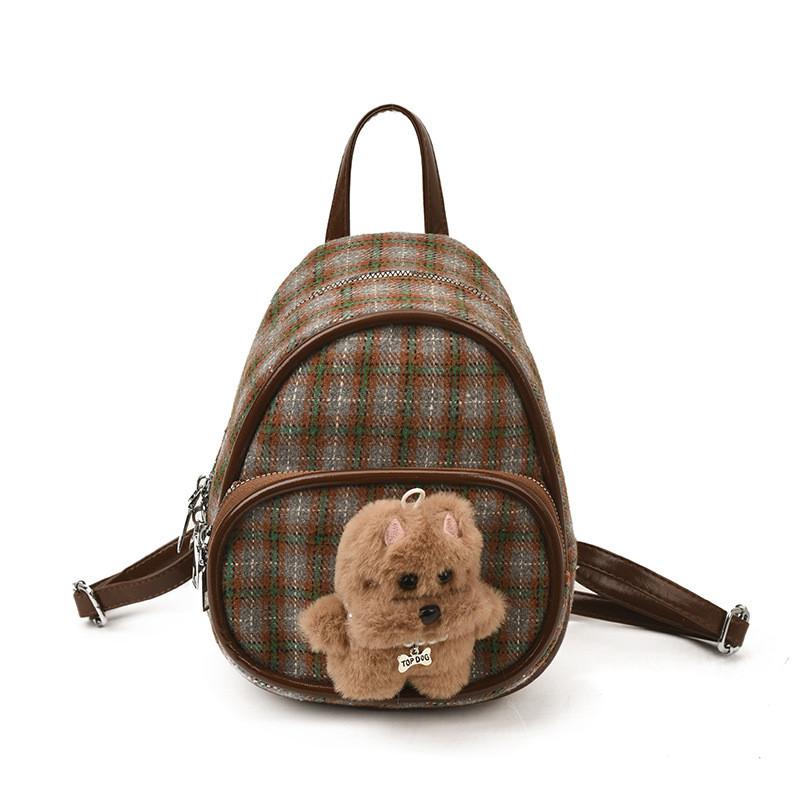 Cute Grid Pattern Womens Mini Backpack With Polyester Lining For Casual Days