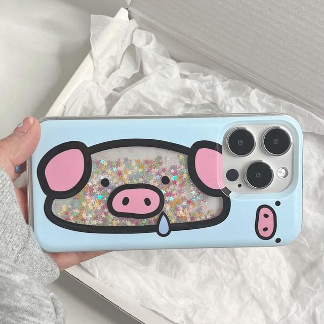 

Зыбучие пески Ins Свинья мультфильм милый мультфильм блестящий прекрасный мягкий силиконовый чехол для телефона для Iphone 14 Pro Max 11 12 13 Promax крышка Капа For iphone 14pro