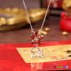 925 Sterling Silver Horse Flower Necklace for Women, Natural Amethyst/Topaz/Citrine Crystal Pendant, Trendy Jewelry